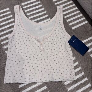 Brandy Melville Cream Tank Top with Gray Dots
